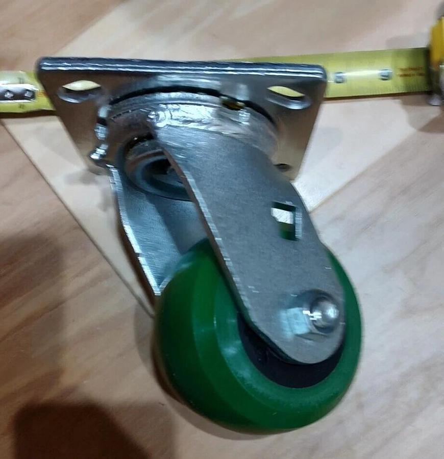 NEW Standard Plate 4" SWIVEL Caster 1000 lb. Green Polyurethane 4"dia x2"w 1NWP4