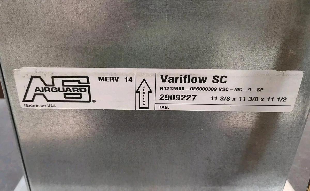 New Lot Of 1 AIRGUARD VARIFLOW SC N1212B00 Filter 11-3/8"X11-3/8"X11.5" 2909227