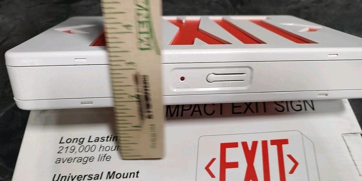 NEW TCP 22743 RED Compact LED Exit Sign Damp Locations w/ AC & DC Backup