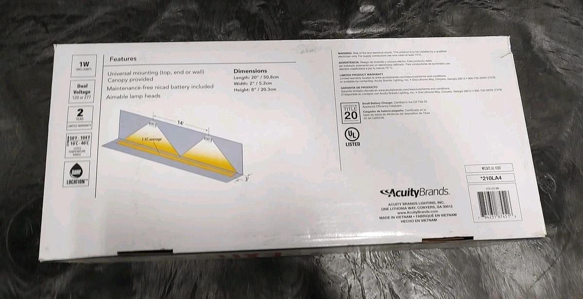 NOS Lithonia Lighting LED Exit/Unit Sign Combo ECR LED M6 w/ 210LA4 Lamp Heads