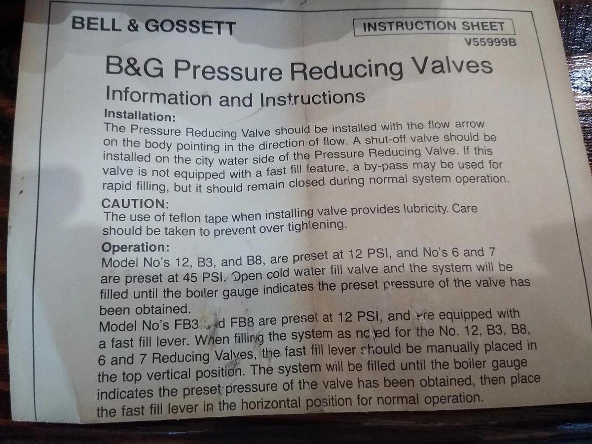 NOS BELL & GOSSETT No. 3 DUAL UNIT VALVE 1/2" Brass 30psi/12psi