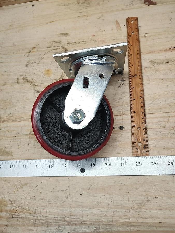 NEW Glide MAXX GMC-SI-0061 SWIVEL Top Plate Caster Polyurethene 5" Dia X 2" Wide
