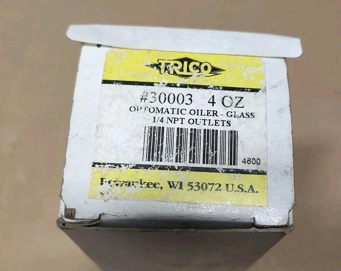 NEW Trico 30003 Optomatic 4oz Oiler, Glass 1/4"npt outlets