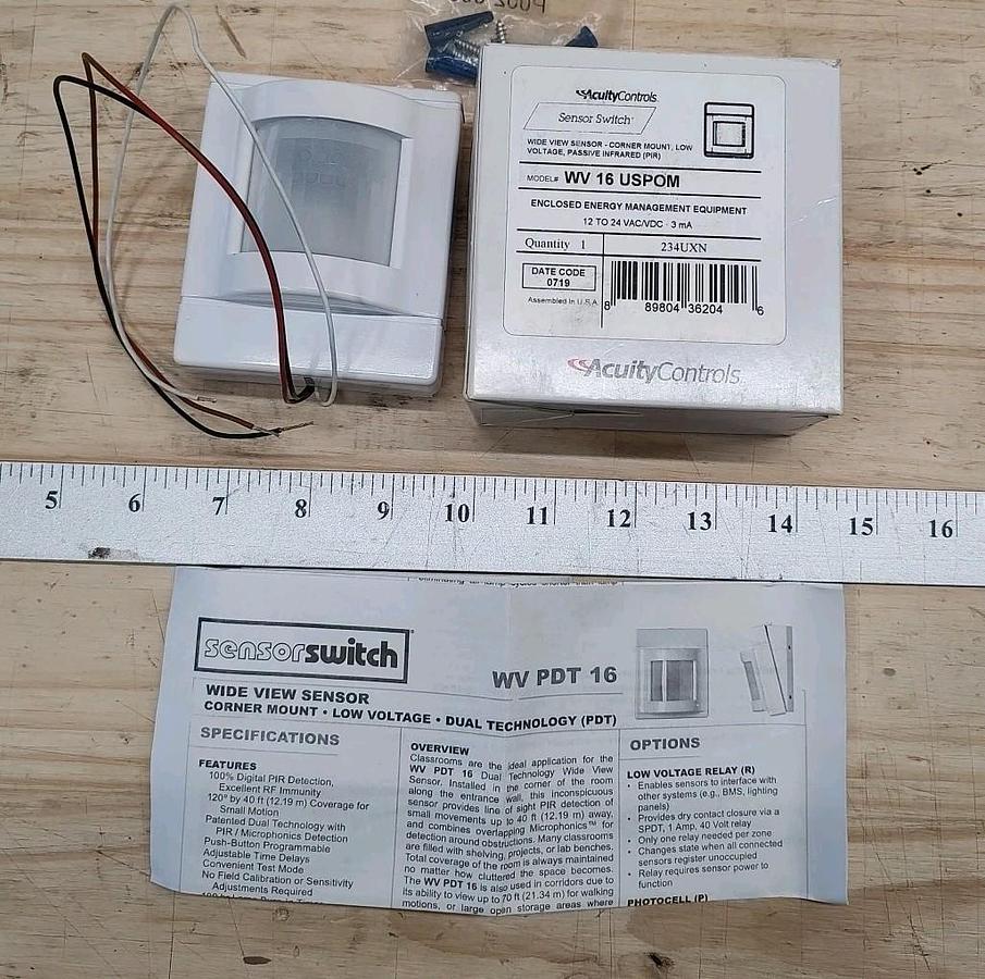 NEW ACUITY Controls WV 16 USPOM WIDE VIEW SENSOR Low Voltage 12-24VAC White