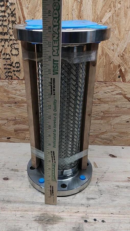 NEW 4" X 18" 150# Flanged 304 Stainless Braided Flex Hose Pipe Expansion Joint