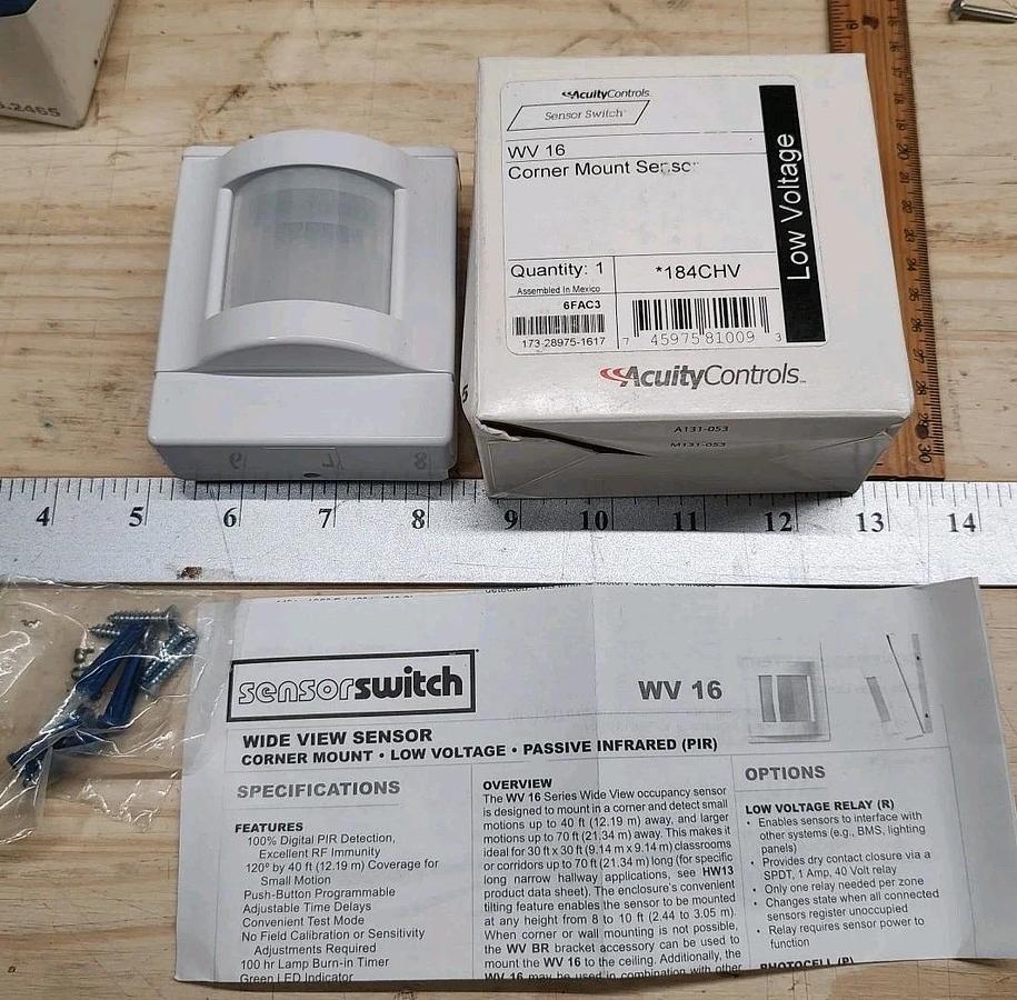 NEW ACUITY Controls WV PDT 16 WIDE VIEW SENSOR Corner Low Voltage 12-24VAC/VDC