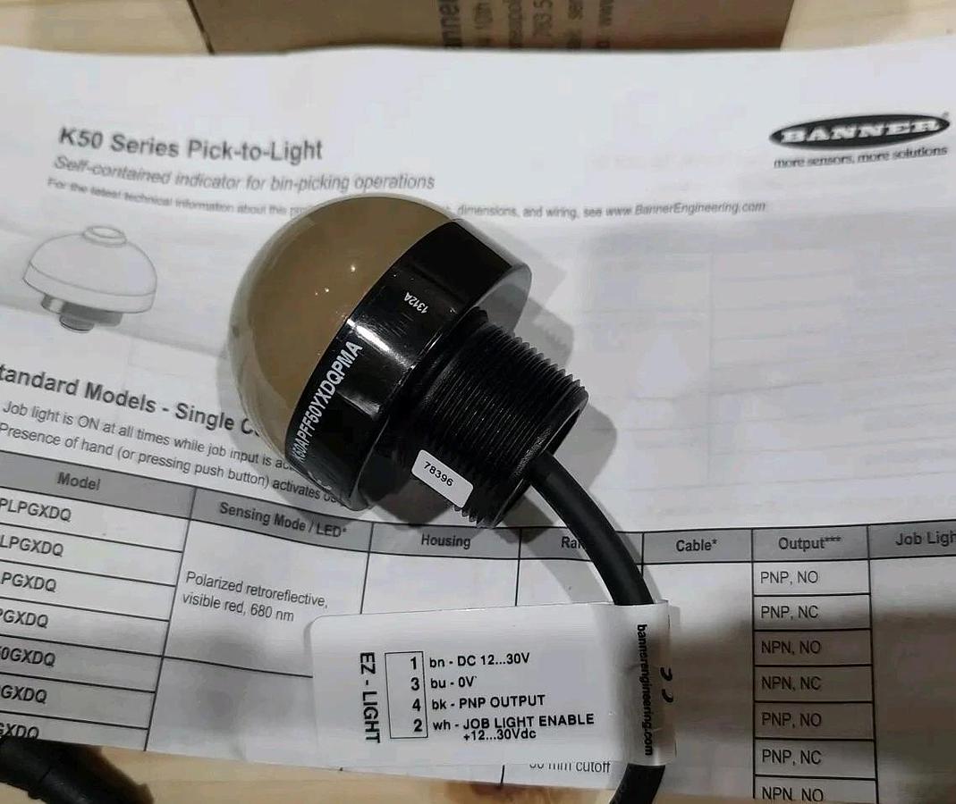 BRAND NEW LOT of 1 BANNER EZ-Light K50APFF50YXDQPMA 12-30VDC 50mm fixed field
