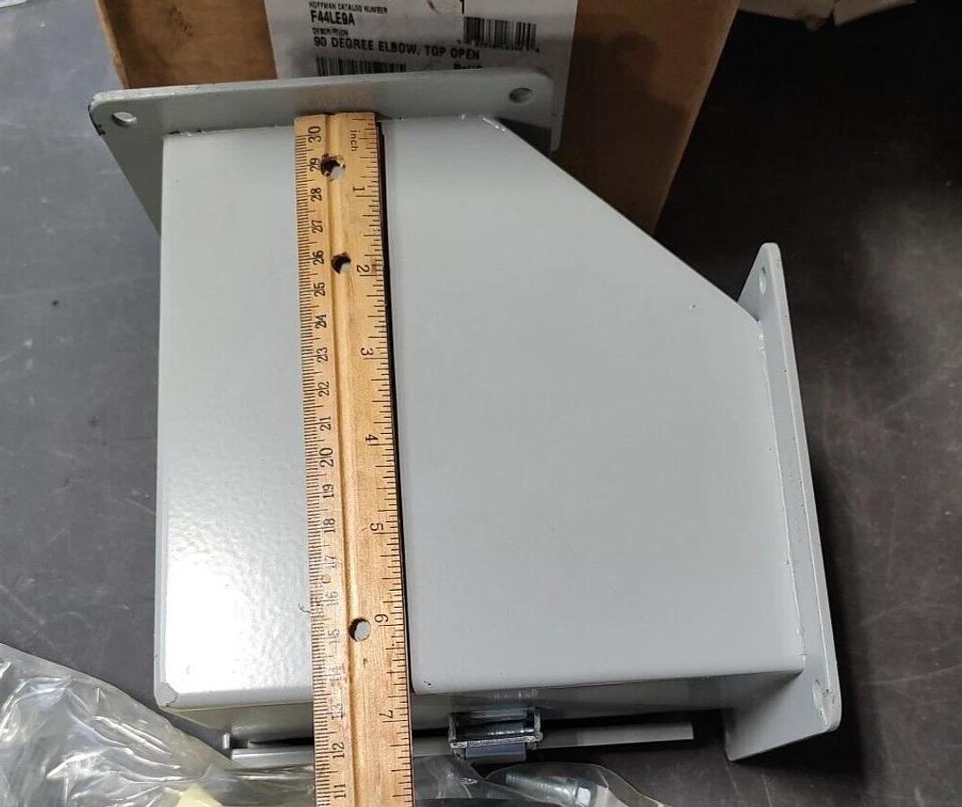NEW Lot of 1 Hoffman F44LE9A 4" x 4" Lay in Wireway 90 deg Elbow, open top Gray