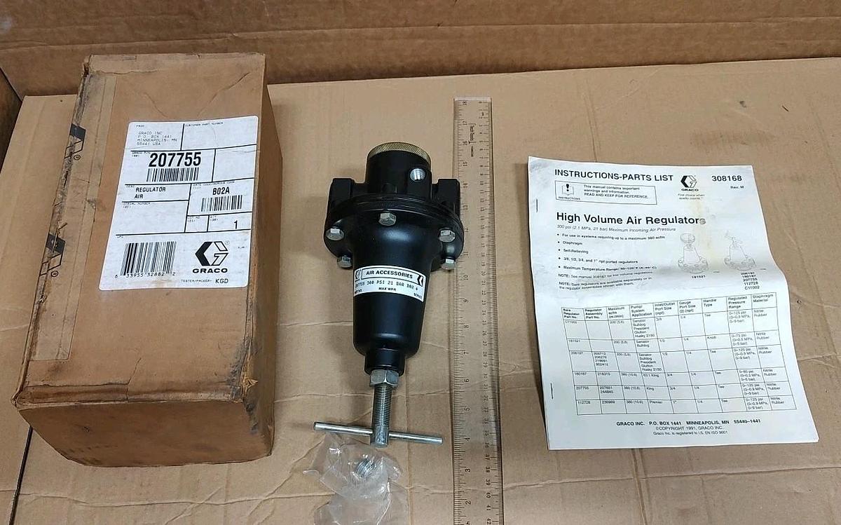 NEW Graco 207755 High Volume Air Regulator, 3/4npt Ports 300psi 380scfm MAX