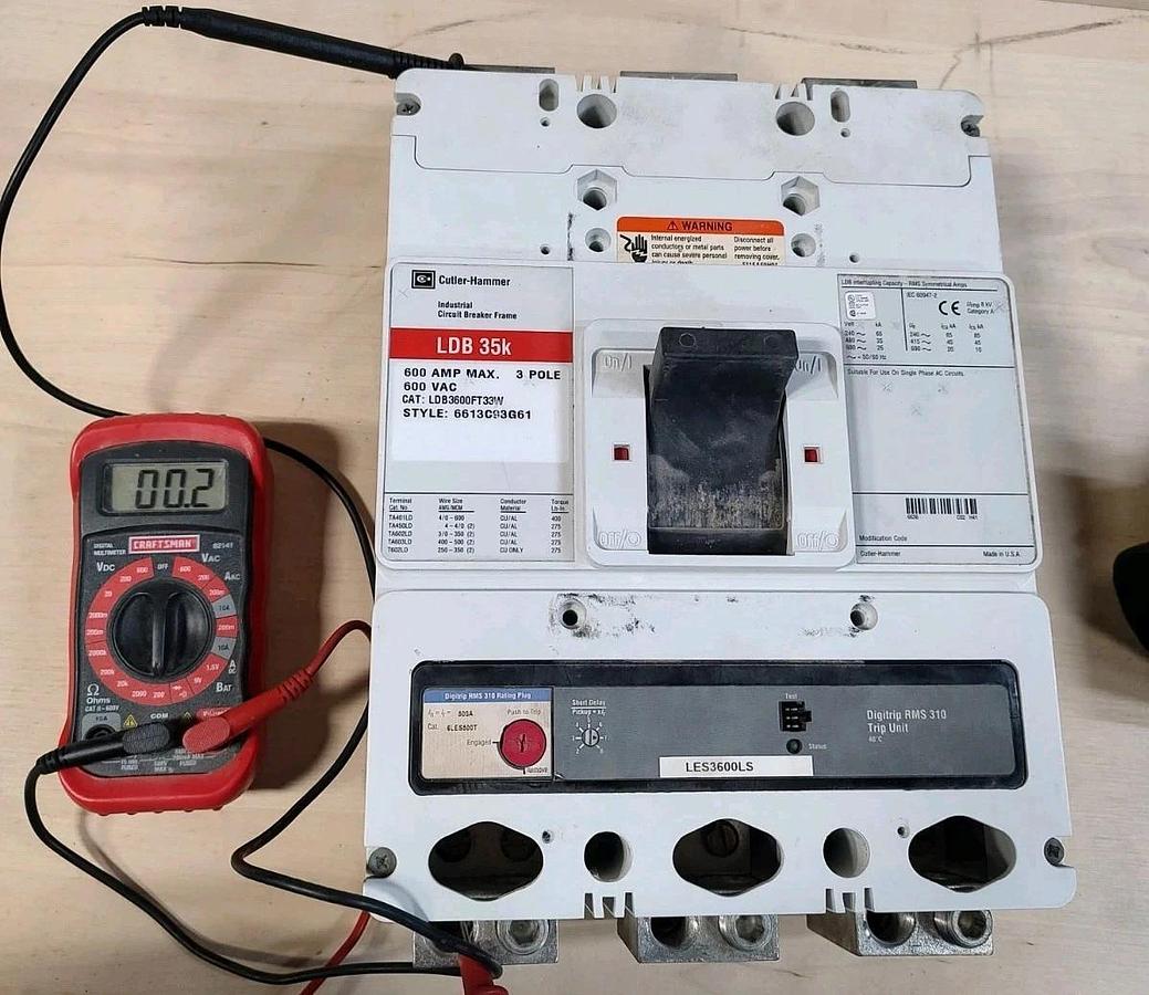 Used USED Cutler-Hammer LDB3600K Molded Circuit Breaker 3ph 600V 600A Meter Tested