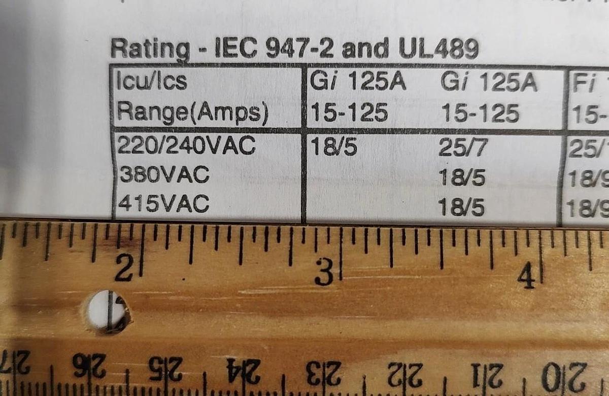 NOS Cutler- Hammer GI3060D Circuit Breaker 60A 415VAC 3pole thermal magnetic