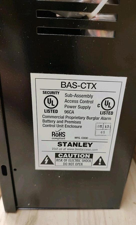 New Stanley BAS-CTX Sub-assembly access control power supply BLACK Lock Box