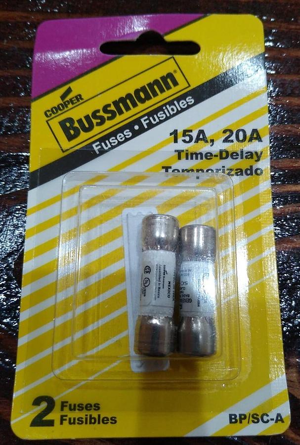 2 Pack - Cooper Bussmann BP/SC-A Time Delay Fuse 15A & 20A