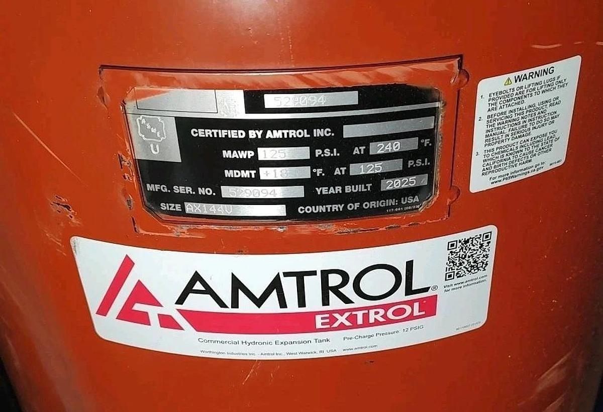 NEW AMTROL EXTROL AX144V 77-gallon AMSE Vertical Hydronic EXPANSION TANK 125psi