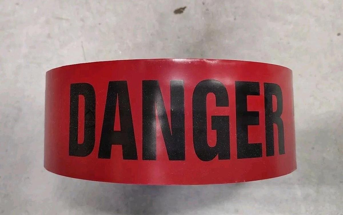 NEW - 1 Roll of 3" x 1000' 3 mil RED "DANGER ASBESTOS" Hazard Barricade Tape