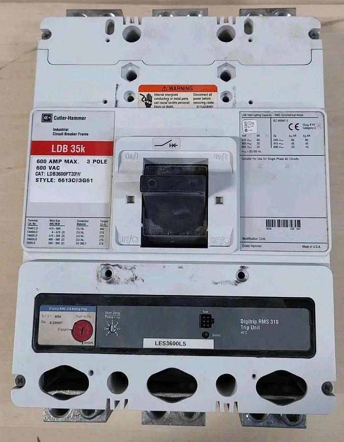Used USED Cutler-Hammer LDB3600K Molded Circuit Breaker 3ph 600V 600A Meter Tested