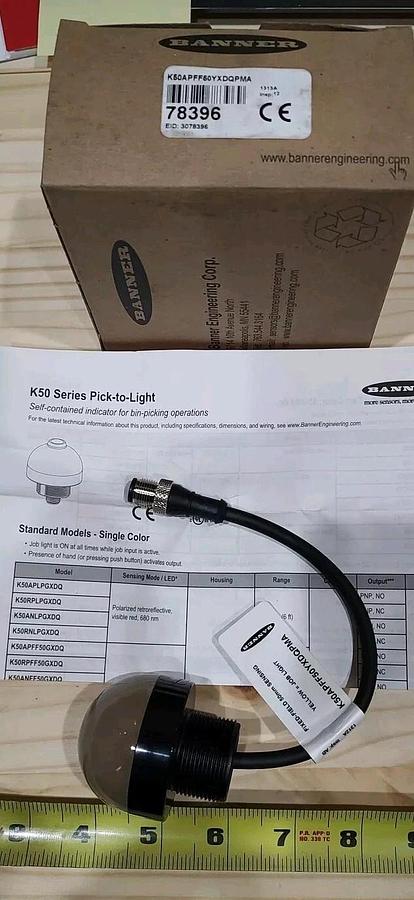 BRAND NEW LOT of 1 BANNER EZ-Light K50APFF50YXDQPMA 12-30VDC 50mm fixed field