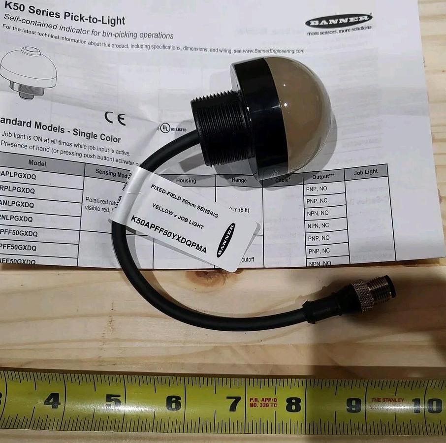BRAND NEW LOT of 1 BANNER EZ-Light K50APFF50YXDQPMA 12-30VDC 50mm fixed field