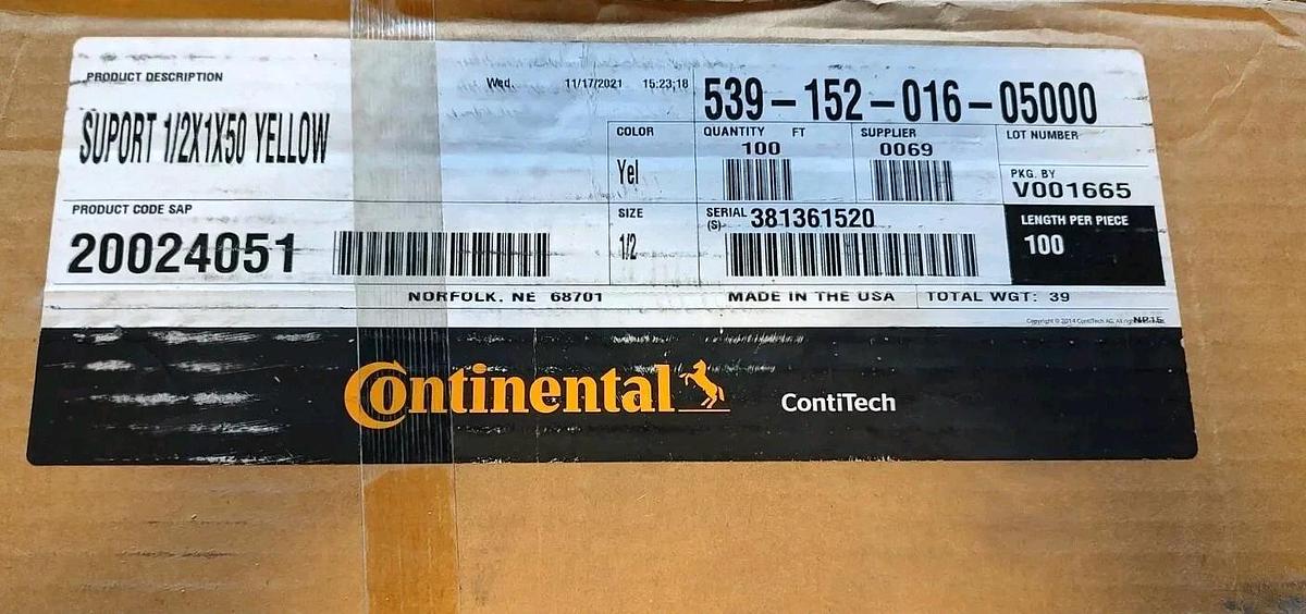 NEW Lot of 50FT 1/2" YELLOW Continental ContiTech 20024051 Super Ortac® 1000psi