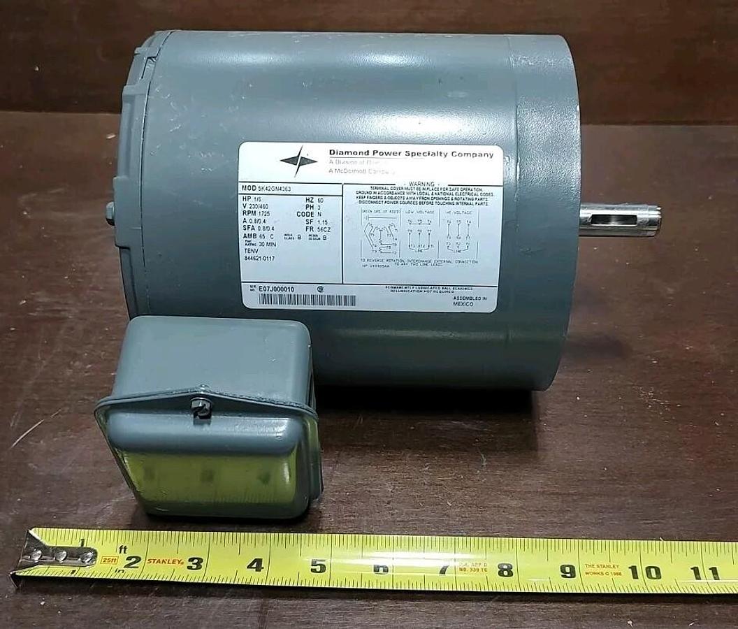 NEW Diamond Power Soot Blower Motor GE 5K42GN4363 - 1/6 HP 230/460VAC 1725rpm