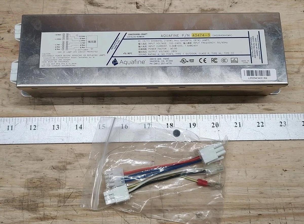 AQUAFINE 43474-3 Lamp Driver Input 100-240VAC Output 289VAC BALLAST