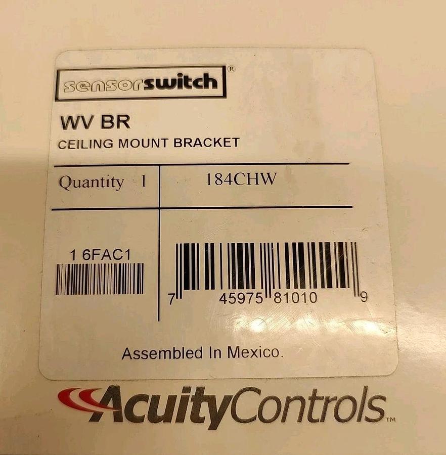 NEW AcuityControls WV BR Ceiling/Corner Mount Bracket, White 184CHW