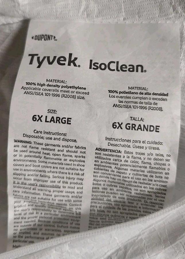 NEW CASE / 25 DuPont 6X Tyvek Suit IsoClean IC181SWH6X002500 Disposable Coverall