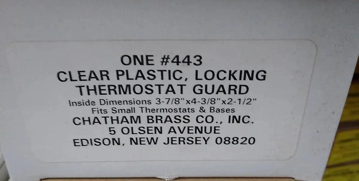 CHATHAM BRASS #443 CLEAR PLASTIC LOCKING THERMOSTAT GUARD 3-7/8" X 4-3/8" X 2.5"