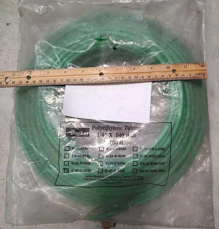 New Lot Of 100ft Parker E-43-G-0100 Polyethylene Tubing 1/4" OD x 0.040" Wall
