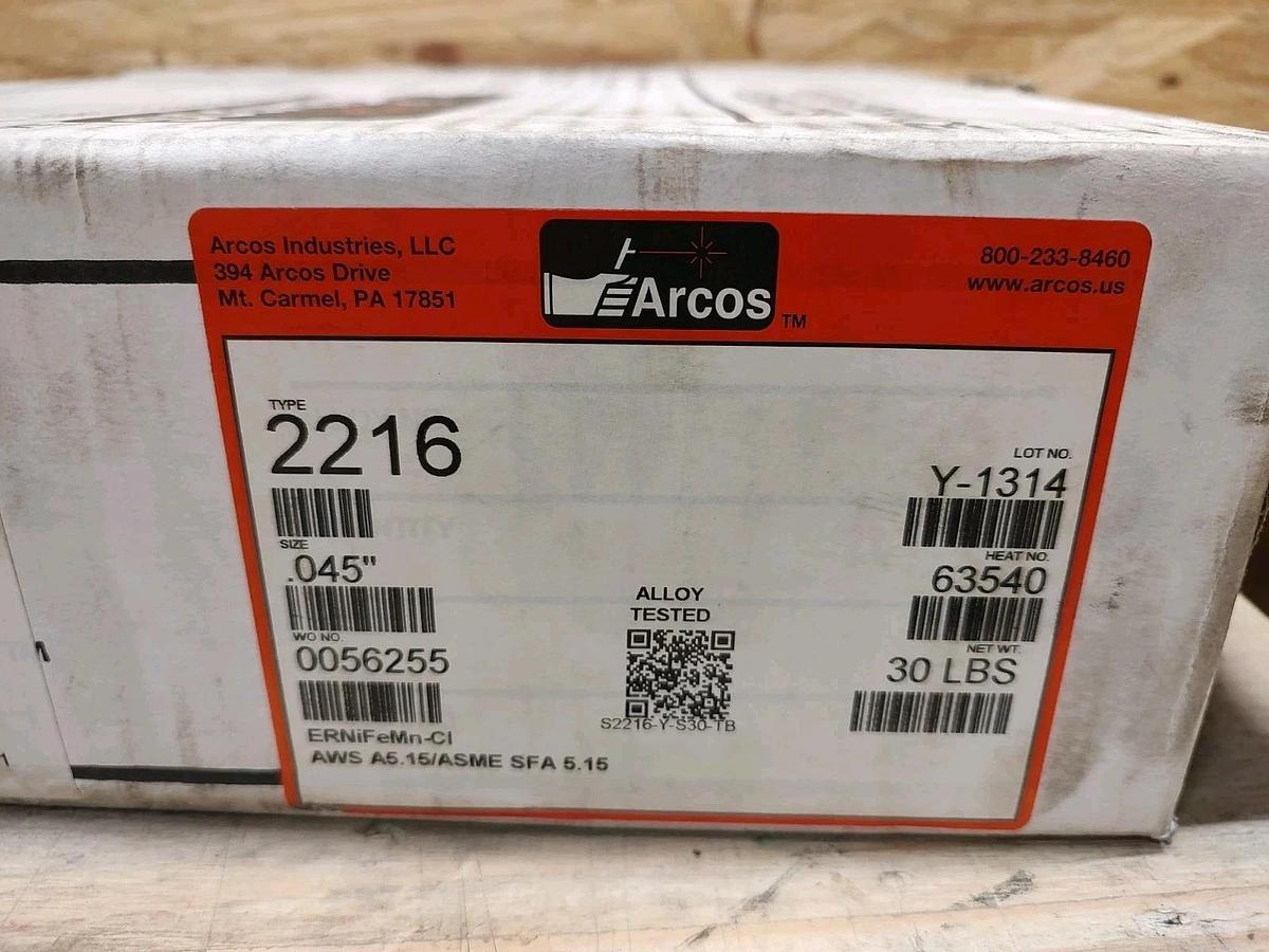 NEW Open Box Arcos 2216 Size .045" 30lb Spool Welding Wire ERNiFeMn-CI