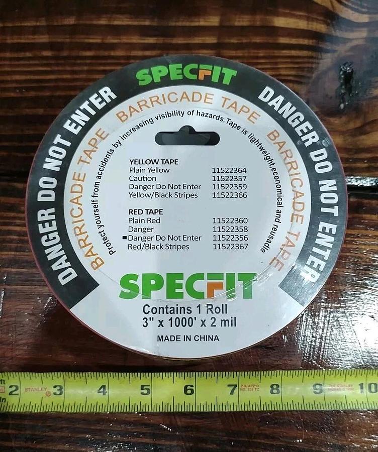 BRAND NEW Specfit 11522356 3" X 1000ft RED DANGER DO NOT ENTER Barricade TAPE