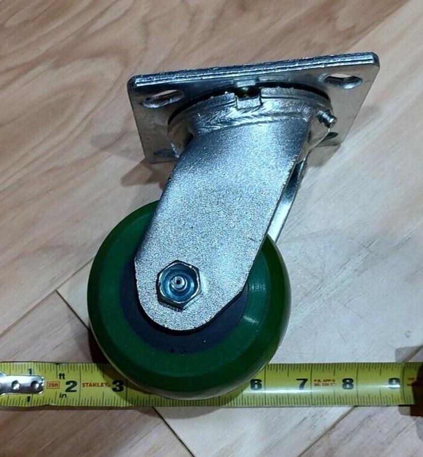 NEW Standard Plate 4" SWIVEL Caster 1000 lb. Green Polyurethane 4"dia x2"w 1NWP4