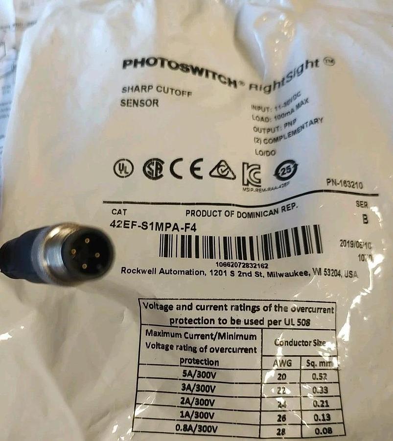 NEW/OPEN Bag ALLEN BRADLEY 42EF-S1MPA-F4 SER. B 11-30VDC PNP LO/DO