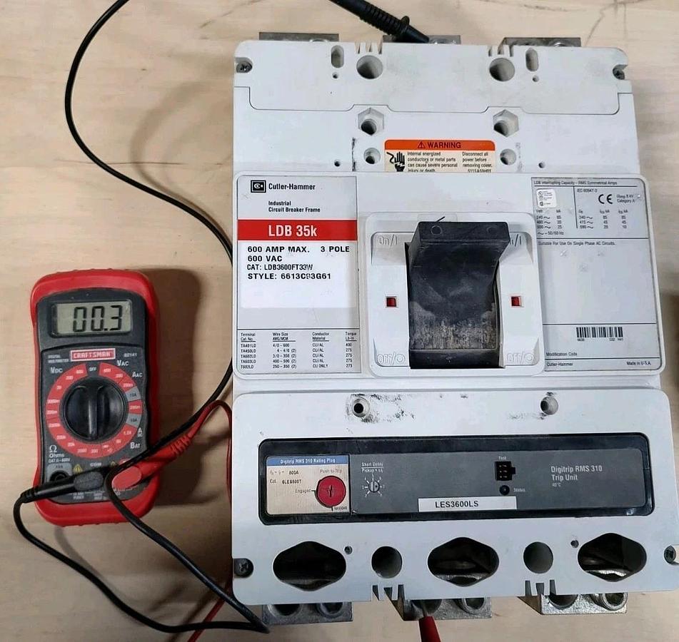 Used USED Cutler-Hammer LDB3600K Molded Circuit Breaker 3ph 600V 600A Meter Tested