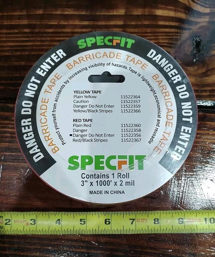 BRAND NEW Specfit 11522356 3" X 1000ft RED DANGER DO NOT ENTER Barricade TAPE