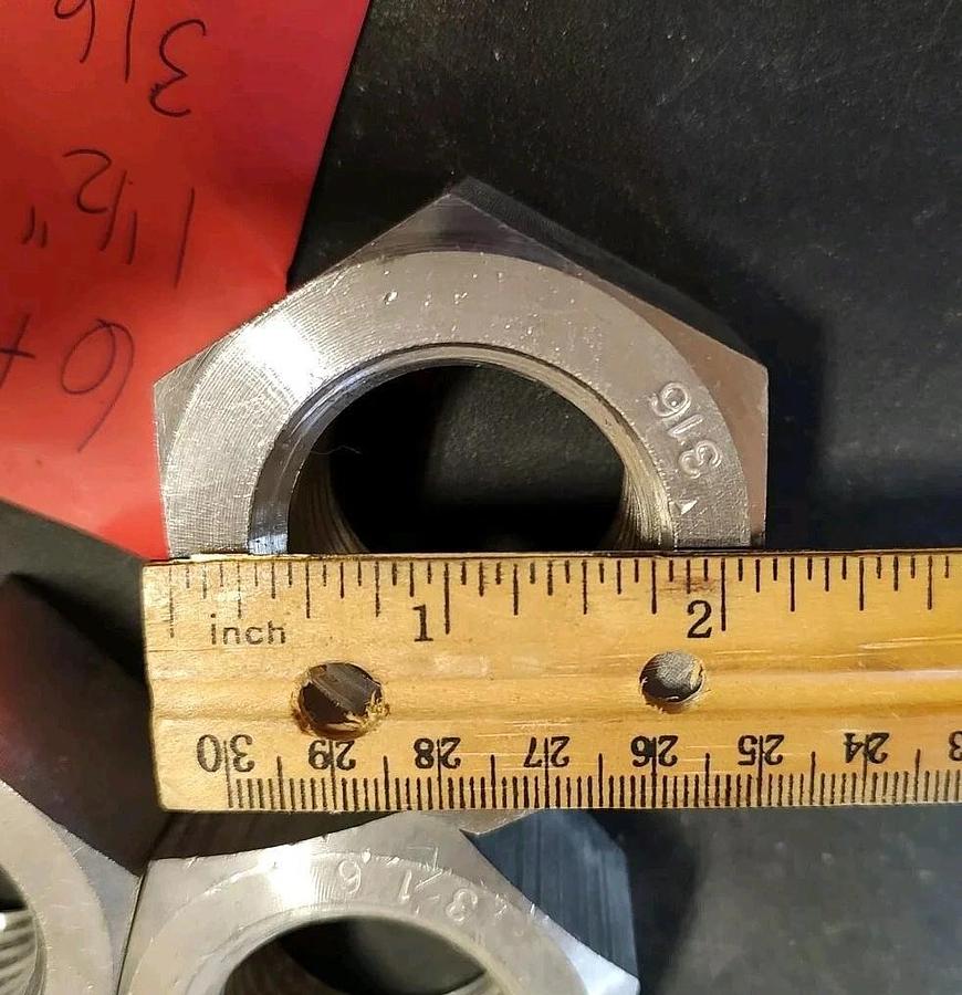 Lot Of 1 New & Never Used! 1-1/2"-6 NC 316 Stainless Steel Heavy Hex Nut