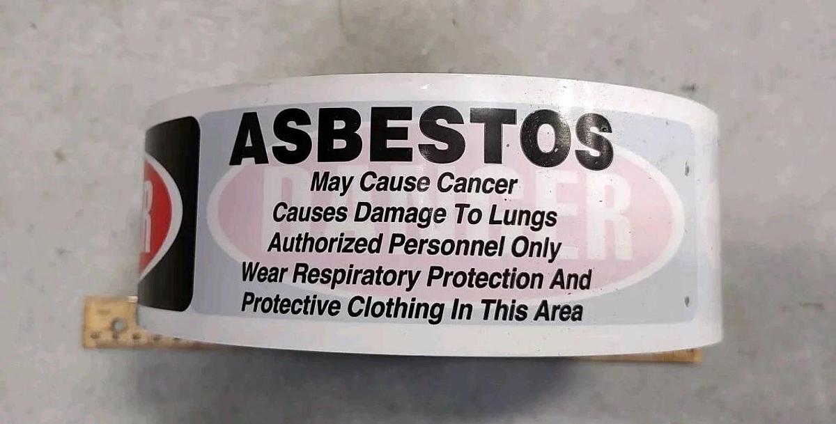 NEW - 1 - Roll Accuform MPT03 WHITE Danger Asbestos Barricade Tape 3" x 1000'