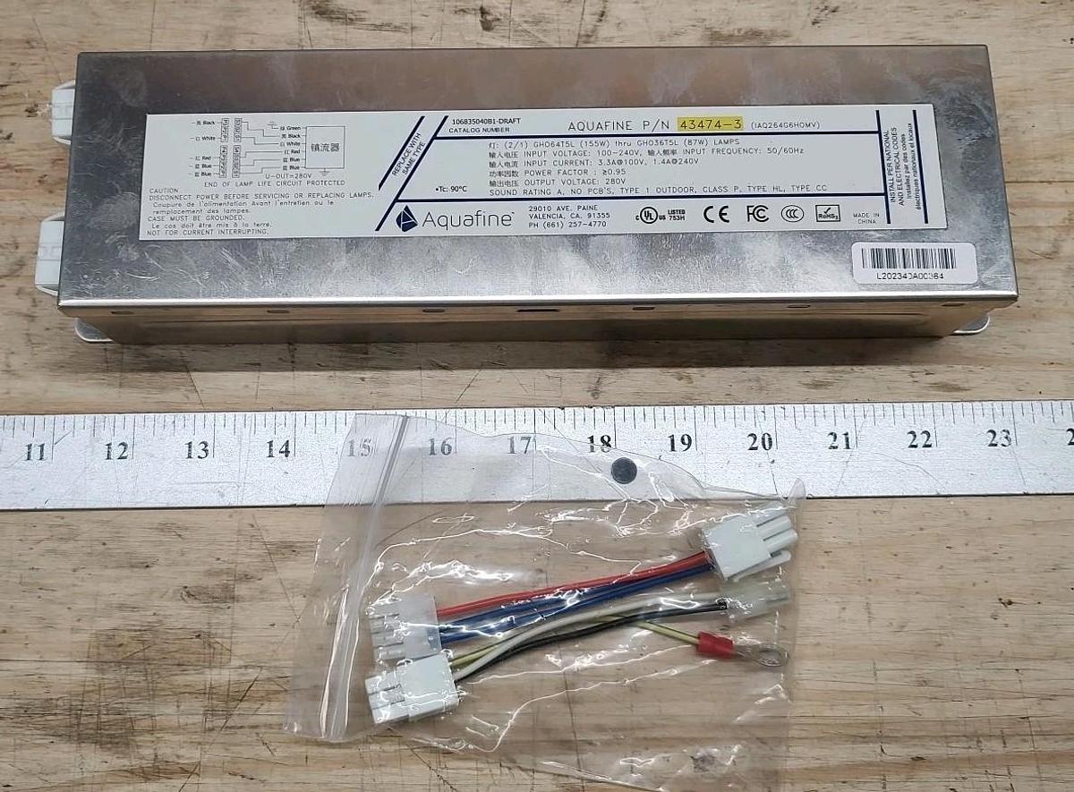 AQUAFINE 43474-3 Lamp Driver Input 100-240VAC Output 289VAC BALLAST