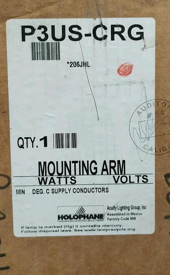 NEW Holophane P3US-CRG Universal Mount Arm
