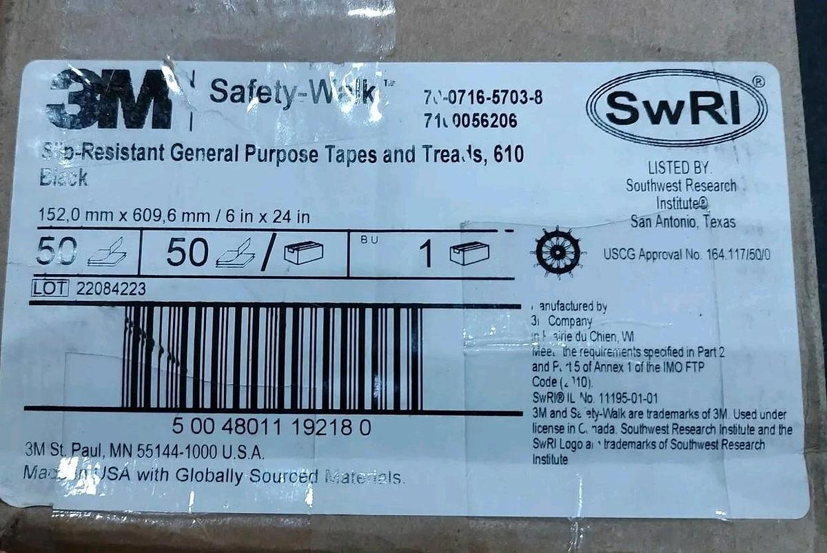 NEW LOT of 5 3M 610 Safety-Walk Slip-Resistant 6" x 24" Black Stair Tread