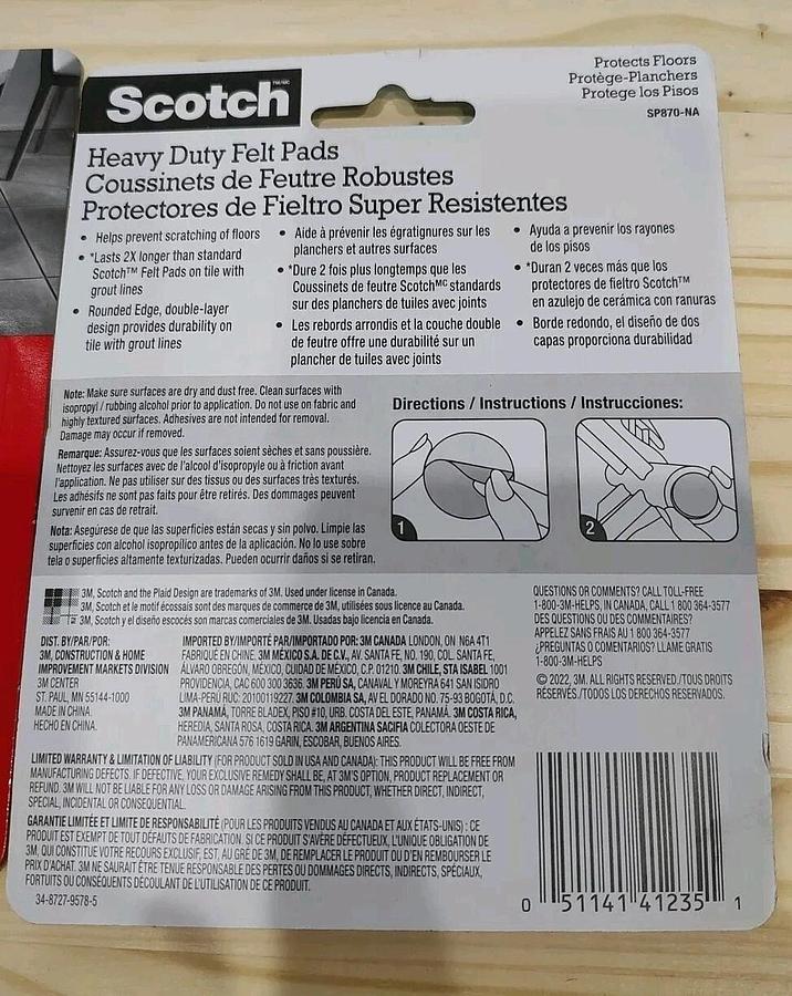 NEW & SEALED Lot of 2 3M Scotch SP870-NA Heavy Duty Felt Pads (16 total) 54007061328