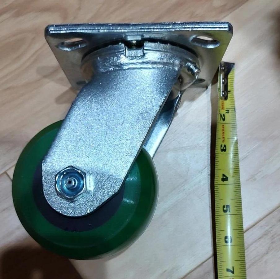 NEW Standard Plate 4" SWIVEL Caster 1000 lb. Green Polyurethane 4"dia x2"w 1NWP4