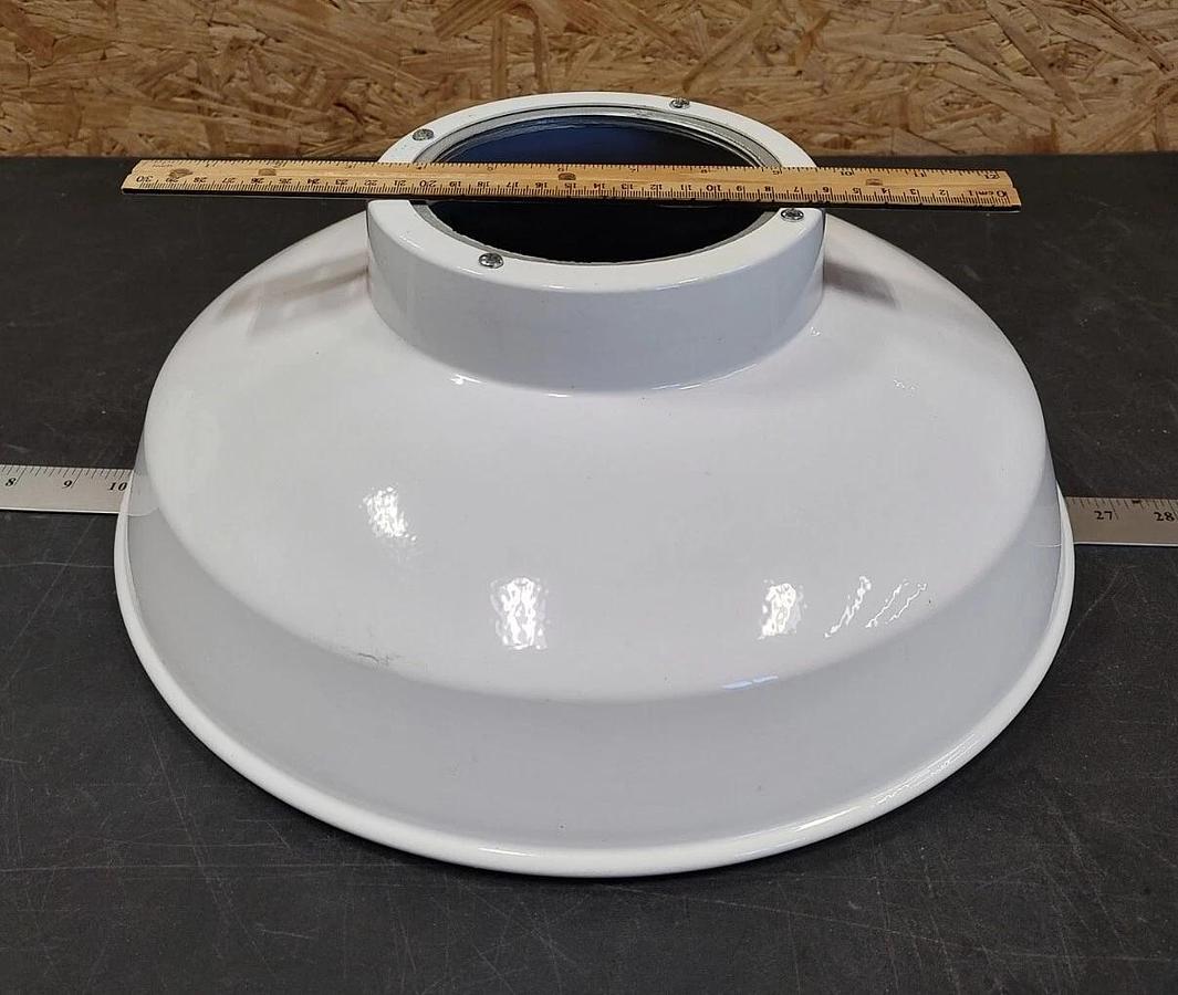 NOS 16" White Farmhouse BARN LIGHT Fixture w/Shade Jar & CAST ALUMINUM Cage