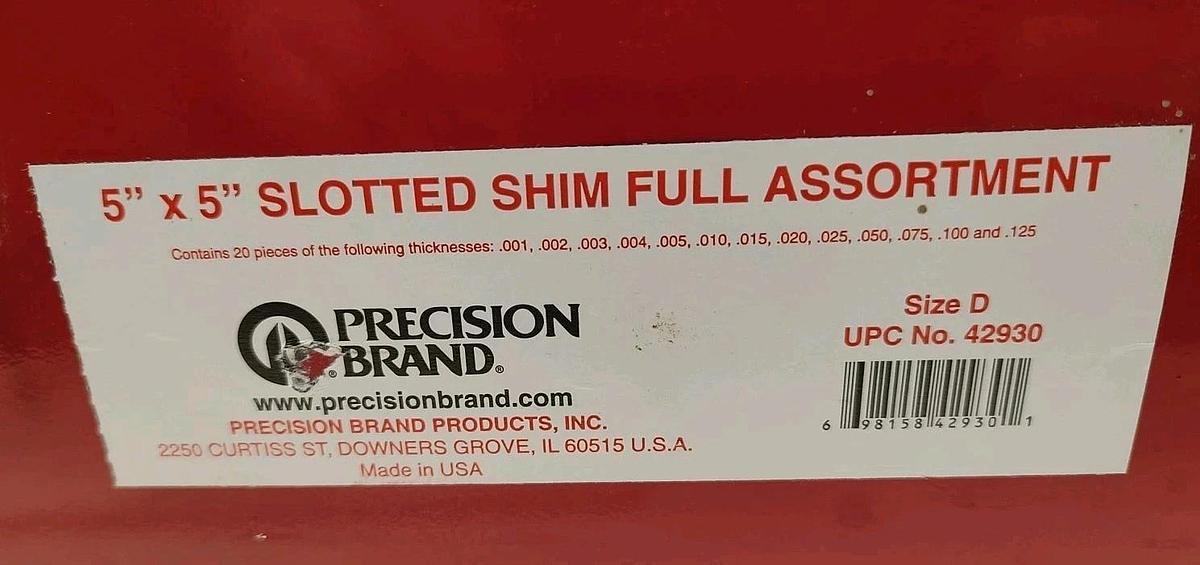 New FULL Set 260PCS Precision Brand 42930 Size D 5"x5" Slotted Shim .001-.125"