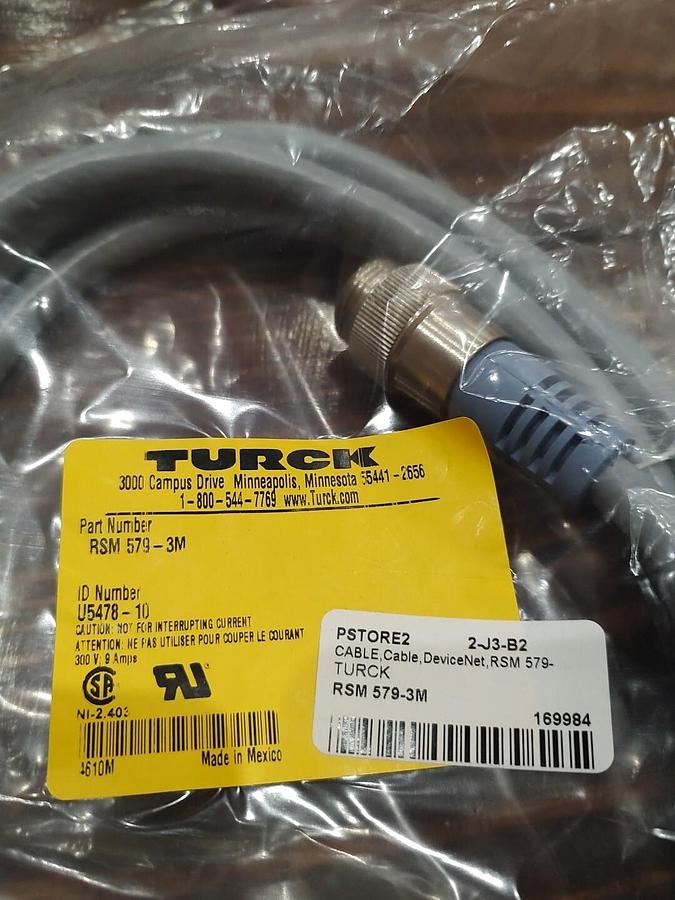 NEW TURCK RSM 579-3M DEVICENET 3M cordset Straight 7/8" minifast male connector
