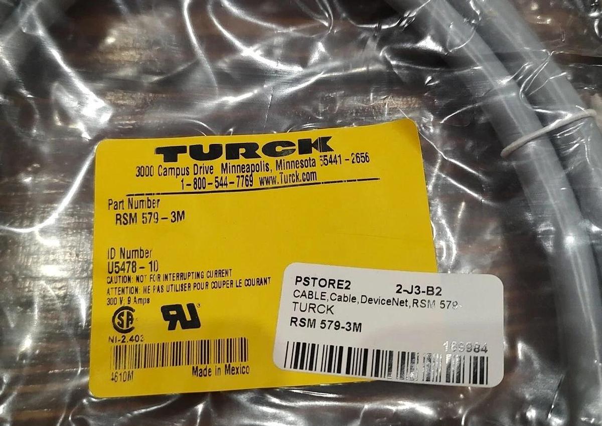 NEW TURCK RSM 579-3M DEVICENET 3M cordset Straight 7/8" minifast male connector