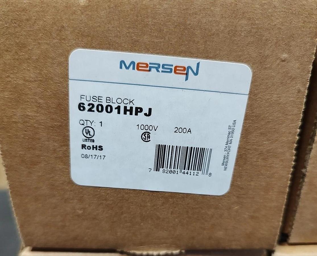 NEW Mersen 62001HPJ Fuse Holder,Class J Photovoltaic,1000V,200A,Side Clip Config