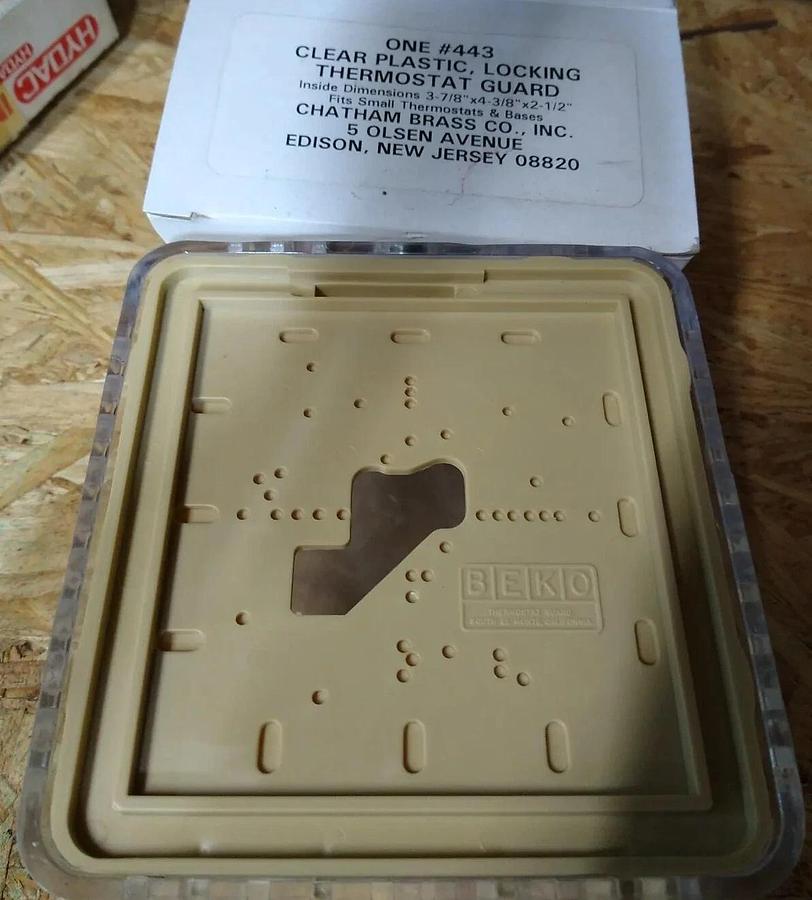 CHATHAM BRASS #443 CLEAR PLASTIC LOCKING THERMOSTAT GUARD 3-7/8" X 4-3/8" X 2.5"