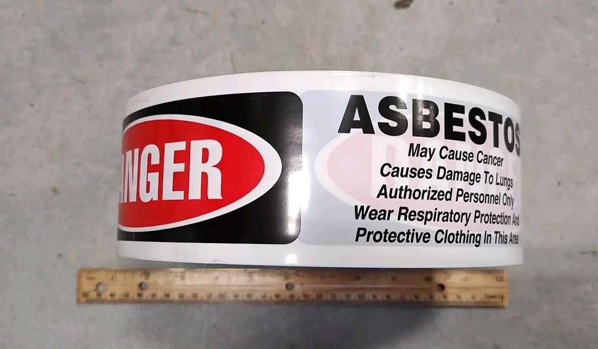 NEW - 1 - Roll Accuform MPT03 WHITE Danger Asbestos Barricade Tape 3" x 1000'