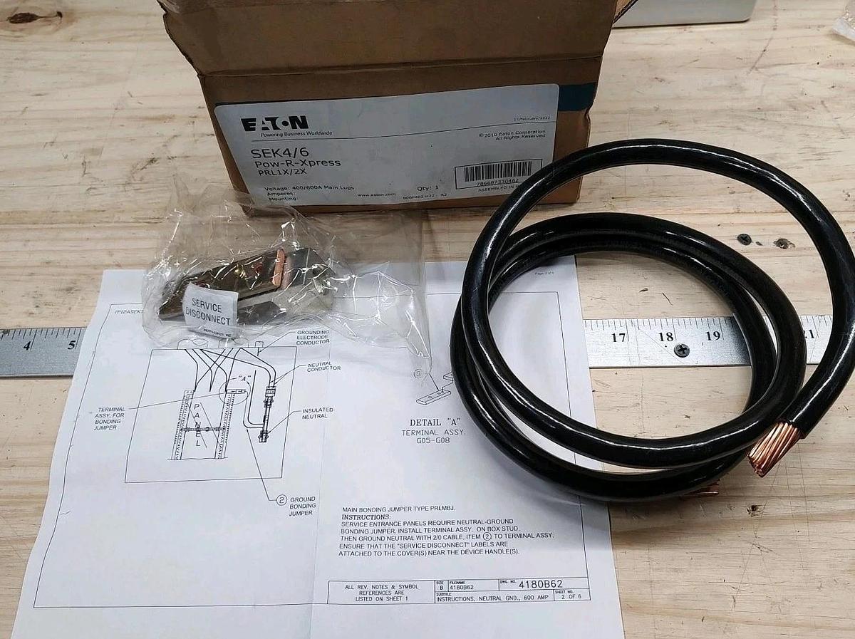 NEW EATON SEK4/6 POW-R-Xpress PRL1X/2X 600A Neutral Lug Kit 400/600A Main lugs